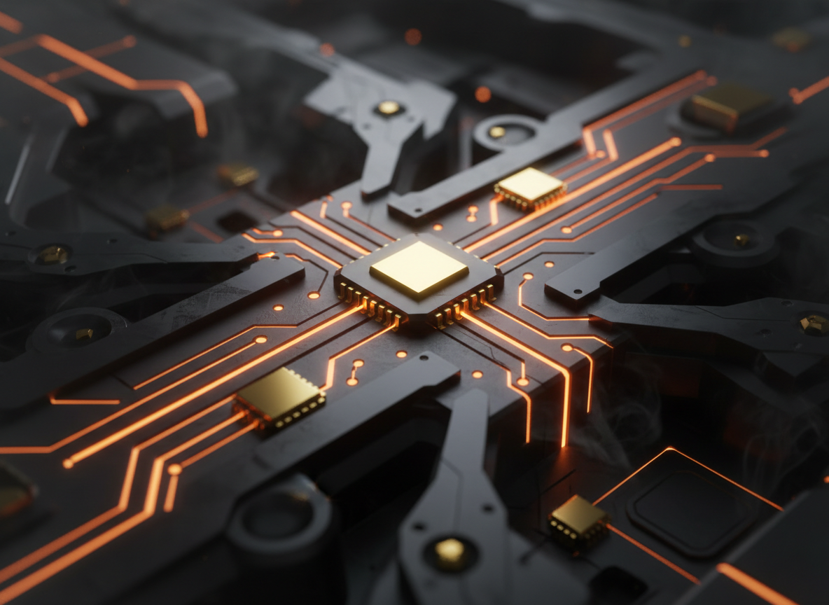 Processor and illuminated connections on a circuit board